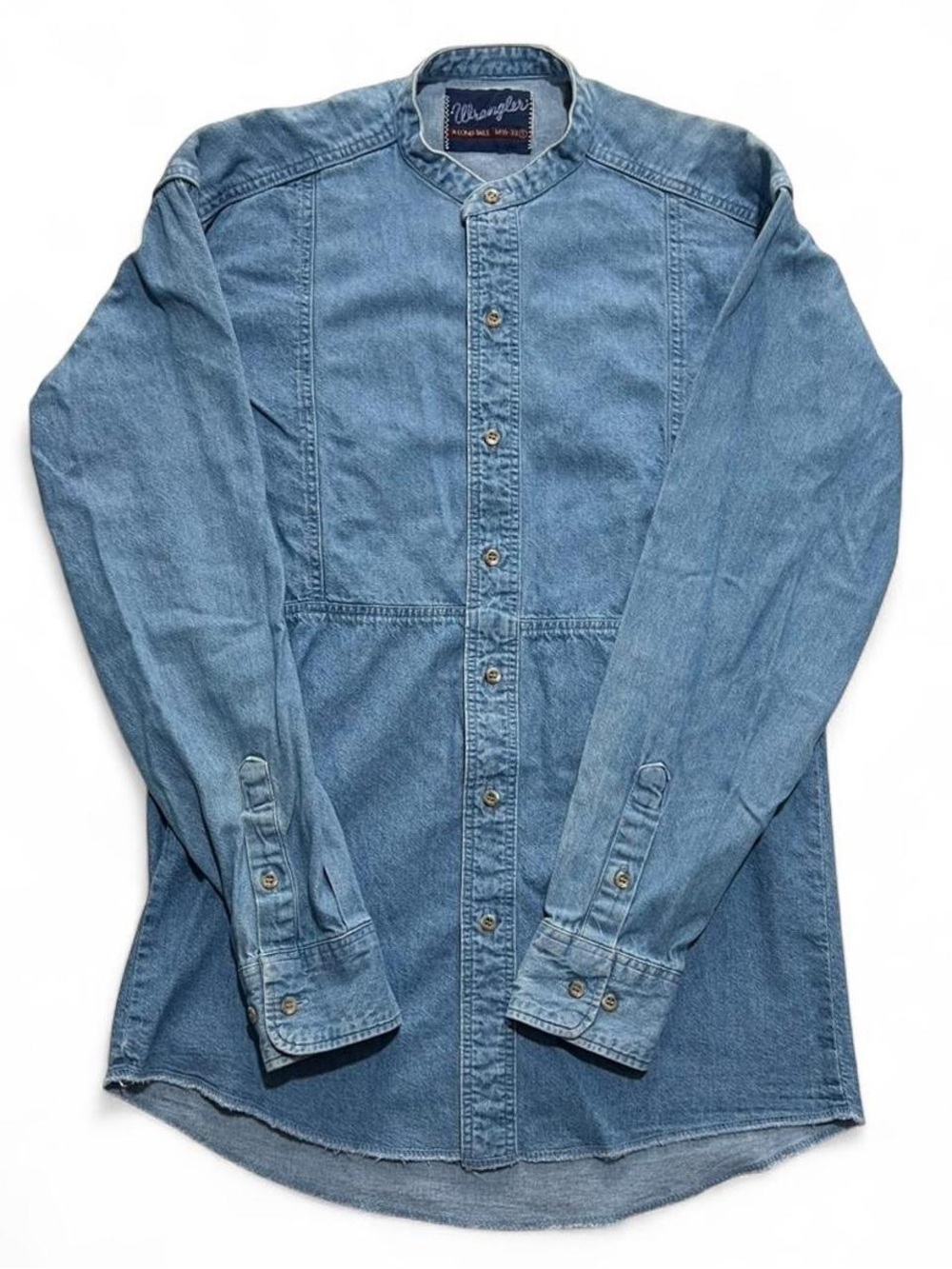 Mens Wrangler Vintage Denim Mandarin Collar Shirt size Small